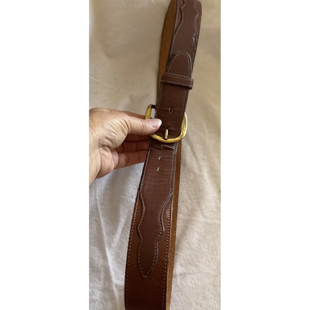 Vintage Belt Dun Dee Sz 38 Leather Brown Classic Western 1 3/8